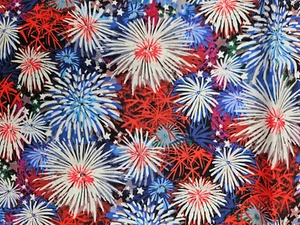 Tela Creativa Primavera Fuegos Artificiales 4 de Julio Tela Algodón 19" x 44" NUEVO - Imagen 1 de 4