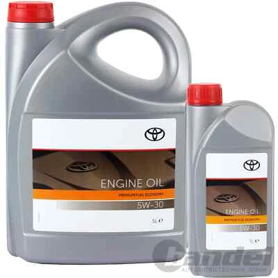 1x1+1x5 LITRE GENUINE TOYOTA ENGINE OIL PREMIUM FUEL ECONOMY 5W30 ACEA C2 API SN - Image 1 of 4