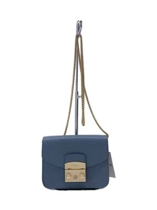 FURLA Mini Shoulder Shoulder Bag Leather BLU Solid Metropolis Chain Bag - Picture 1 of 6