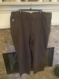 Traumjeans von Quacker Factory braune Strass Herz Nieten Gr. 2X - Bild 1 von 8