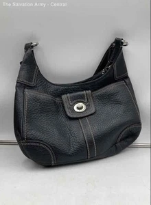 Coach Womens Black Leather Adjustable Strap Inner Pockets Travel Hobo Bag - Picture 1 of 7