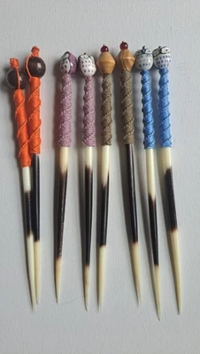 8 HERRAMIENTA DE COLOCACIÓN DE PLUMA DE PUERCOESPÍN Bordado Punta de Aguja Quilling Búho PALO DE PELO Foto 1 de 4