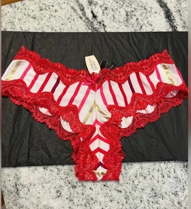 NWT Victoria’s Secret S Sexy Little Things Striped Nylon Satin Lace Cheeky Panty - Picture 1 of 4