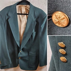 Vintage Croft & Barrows Mens Blazer 46R Masters Green Gold Button Sport Coat - Picture 1 of 15