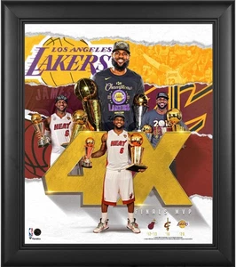 LeBron James Los Angeles Lakers Framed 15" x 17" 4X NBA Finals MVP Collage - Picture 1 of 1