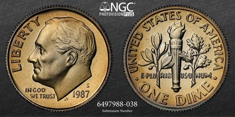 1987 S 10C Roosevelt Dime PF70 Ultra Cameo UCAM DCAM NGC PHOTO VISION SKU 3151 Cover