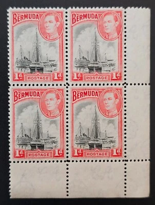 Bermudas 1938 KGVI 1d negro y rojo Sc 118. SG 110 barcos en Hamilton Harbor MNH Foto 1 de 4
