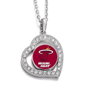 Miami Heat Womens Sterling Silver Link Chain Necklace With Pendant D19