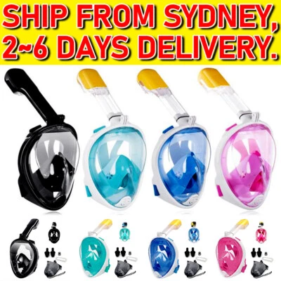 Adult Kids Full Face Snorkel Mask Snorkeling Set Diving Goggles For GoPro Swim - image 1 of 4