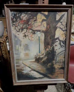 FRAMED LLOYD GARRISON ORIGINAL OIL PAINTING OF SENIC VINTAGE TOWN SCENE - Picture 1 of 6