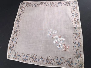 VINTAGE EMBROIDERY FLOWERS LADIES' HANKIE/HANDKERCHIEF - Picture 1 of 4