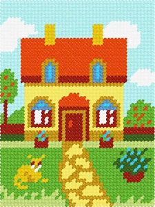 DIY Nadelspitze/Gobelin Kit "Ein Haus auf einer Wiese" 5,9"x7,9", Bambini - Bild 1 von 1