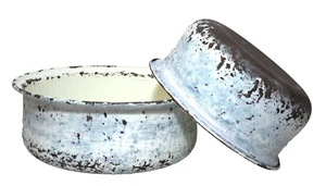 Metal Nesting Bowls 10" & 8" Round White Rustic Set 2 - Picture 1 of 8