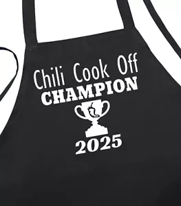 Delantal ganador del premio Chili Cook Off Champion 2025, negro, trofeo Chili Cook Off - Imagen 1 de 4