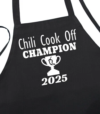 COOLAPRONS 2025 Chili Cook Off Champion Prize Winning Apron, Black, Chili Cook Off Trophy