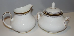 Royal Doulton Pavanne Milchkännchen & Zuckerdose Set weiß schwarz und gold - Bild 1 von 22