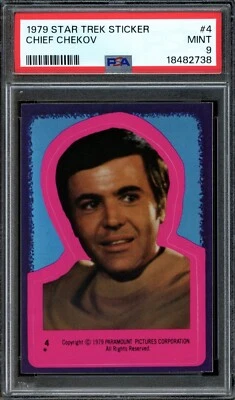 1979 Topps Star Trek Sticker #4 CHIEF CHEKOV  Walter Koenig  PSA 9 MINT  Tough! - Image 1 of 3