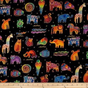Tela de edredón MYTHICAL JUNGLE animales Laurel Burch/telas por 1/2 yarda - Imagen 1 de 2