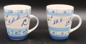 HTF Set of (2) CASA DOMANI Blue “TOSCANA” Hand-painted Mug Collectable - Picture 1 of 11