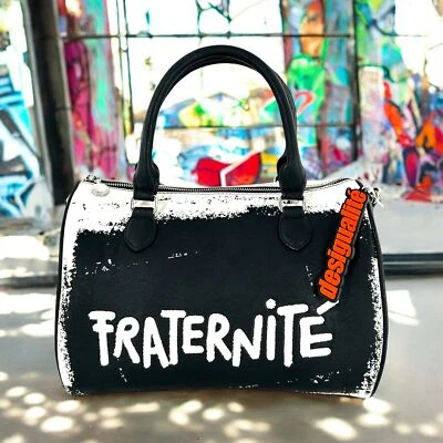 NUEVO Bolso Cilindro Desigual Fraternite Cuero Vegano Blanco y Negro Foto 1 de 4