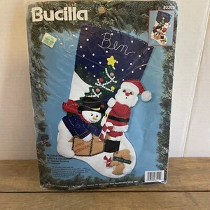 New Bucilla Felt Stocking Kit 83202 Decorating Santa & Snowman 18” Diagonal - Picture 1 of 7