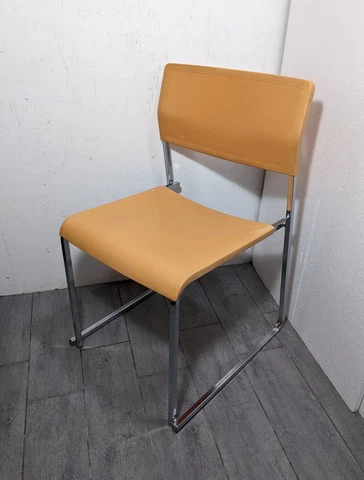 Vintage Krueger Chrome Stacking Side Chair - Mid Century Modern - Orange Cover