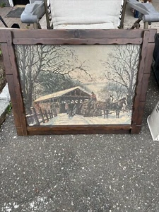 Vtg 1960s Witco Style Rough Carved 32.5x25” Frame Tiki Art MCM Wall Hanging - Picture 1 of 6
