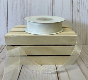 Ivory Eggshell 5/8" Wide Sheer Organdy Organza Ribbon 25 Yards Nylon Spool NEW - Picture 1 of 2