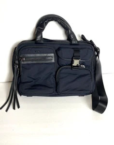 Tumi Voyageur Cassidy Satchel Computer Shoulder Bag Navy Nylon 79015NVY Leather - Picture 1 of 16
