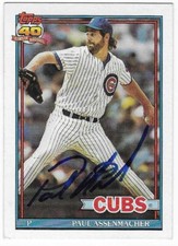 PAUL ASSENMACHER 1991 TOPPS AUTOGRAPHED SIGNED # 12 CHICAGO CUBS