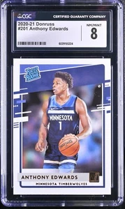 Anthony Edwards 2020-21 Panini Donruss Rated Rookie #201 CGC 8 NM/Mint - Picture 1 of 2