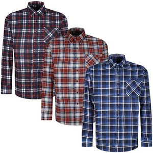 New Mens Check Flannel Shirts Brushed Cotton Long Sleeve Lumberjack Casual Top - Picture 1 of 19