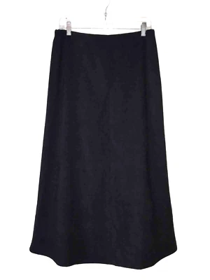 Denim &Co Black Faux Suede Maxi Skirt Womens 14 Elastic Waist Side Zip Closure - Image 1 of 4
