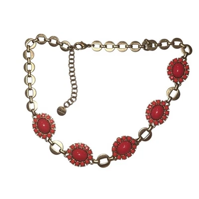 Collar De Colección Stella & Dot Coral Naranja Distintivo con Piedras Cabujón Tono Dorado Foto 1 de 4