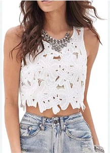 Anthropologie white eyelet floral embroidered top small - Picture 1 of 4