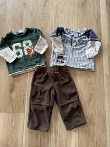 Vintage Disney 18M Baby Konvolut Mickey & Tigger Shirts braun Sherpa Hosen Vintage Y2K - Bild 1 von 10