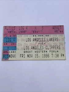 Los Angeles Lakers vs Clippers Ticket Stub 15. November 1996 Kobe Bryant Karriere Spiel 8 - Bild 1 von 8