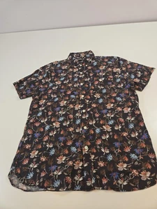 Todd Snyder Hemd Herren Large Schwarz Blumen Kurzarm Knopfleiste Camp Baumwolle - Bild 1 von 14