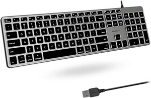 Macally Backlit Mac Keyboard - Quiet, Sleek, and Functional - 3 Space Gray - Picture 1 of 7