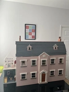 Large Doll's House Mansion Furnished with China Dolls Handmade Wood Vintage Rare - Picture 1 of 24