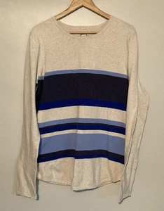 Women's Duluth Trading Shiftless Crewneck Sweater - Cream/Blue Stripes - Size L - Picture 1 of 5