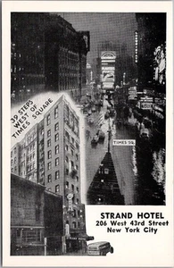 New York City Postkarte "STRAND HOTEL 206 West 43rd Street" Times Square um 1940 - Bild 1 von 2
