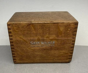Vintage Shaw Walker Oak Wood Recipe Box ~ Dovetail ~ Original Label - Picture 1 of 12