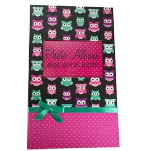 Owl Photo Album Lg Capacity 300PCS 4x6 Pictures Family Album Pink Teal Black - Picture 1 of 2