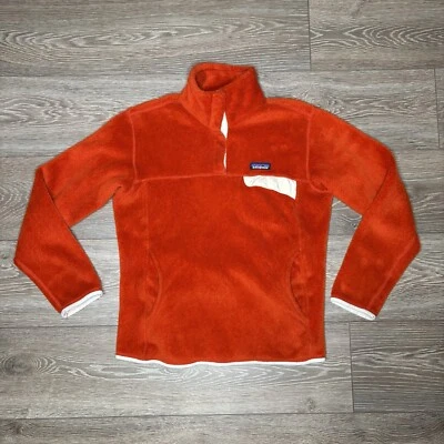 Patagonia Jacket  Womens Large Quarter Snap Fleece Pull Over Orange White - Image 1 of 4