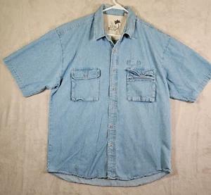 Bugleboy Denim Shirt Mens XL Short Sleeve Button Up Light Wash Vintage 90s Y2K - Picture 1 of 11