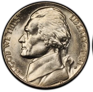 1981 D Jefferson Nickel 5c Coin Gem BU From Original Roll FAST FREE SHIPPING! 85 - Picture 1 of 2