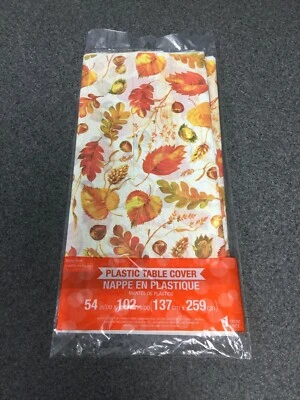 Fall Give Thanks Thanksgiving Leaves Plastic 54 x 102 Tablecover M18D - Image 1 of 2