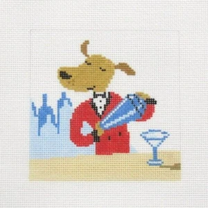 Lauren Bloch Shaken Mutt-ini Coaster Handpainted Needlepoint Canvas - Picture 1 of 1