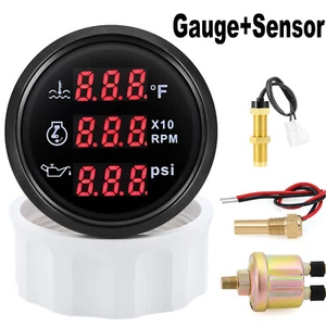 Tacómetro calibre 52 mm 3 en 1 temperatura del agua presión del aceite con transmisores para coche barco - Imagen 1 de 13